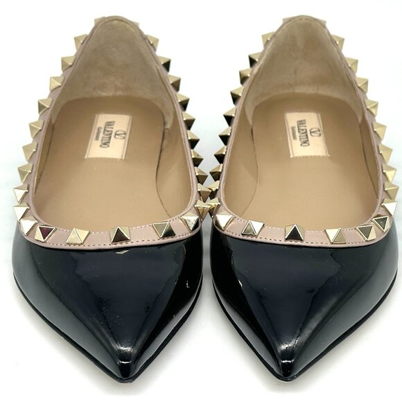 Valentino Rockstud Studded Patent Leather Ballet Ballerina Flats Shoes - Picture 6 of 16